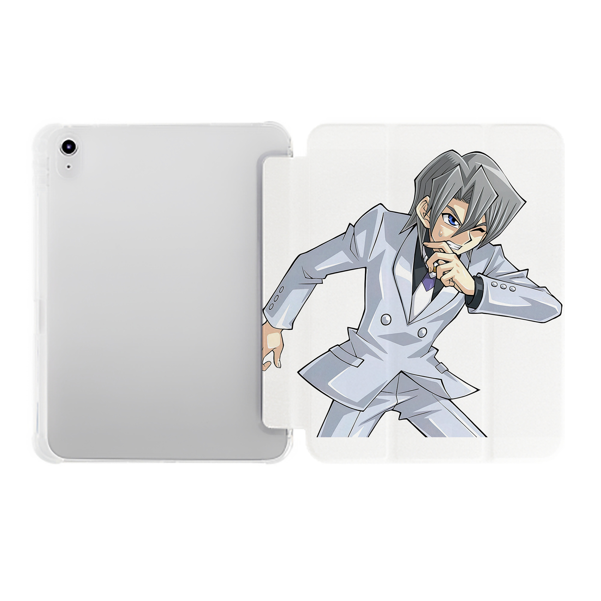 （画像用） 遊☆戯☆王 Yu-Gi-Oh! IPad ケース ペン収納付き 三つ折りスタンド PUレザー×シリコン 対応機種9.5/10.5/10.9インチ